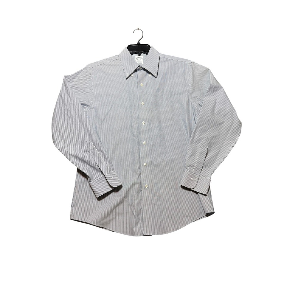 Brooks Brothers Button Down Shirt Mens 15.5 Blue Excellent Striped Regent Fit